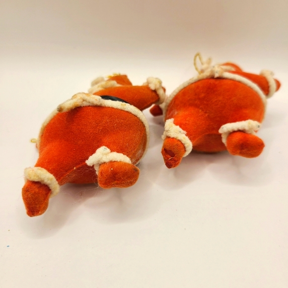 Lot of 5 Vintage Flocked Dancing Santa Ornaments - Picture 4 of 7